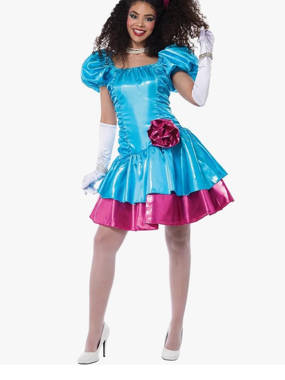 NWOT California Costumes Shiny 1980s Inspired Puff-Sleeve Prom Princess Dress